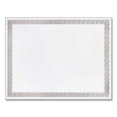 Foil Border Certificates, 8.5 X 11, Ivory/Silver, Braided With Silver Border, 15/Pack