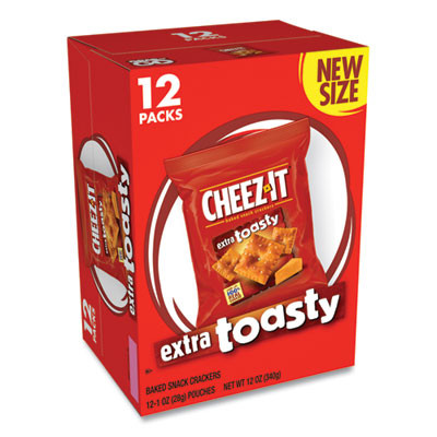 Baked Snack Crackers, Extra Toasty Crackers, 1 Oz Bag, 12/Box