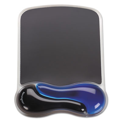 Duo Gel Wave Mouse Pad With Wrist Rest, 9.37 x 13, Blue