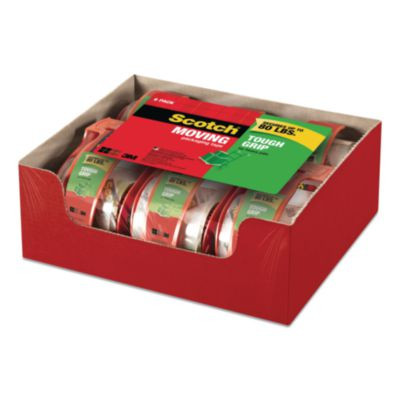 Tough Grip Moving Packaging Tape With Dispenser, 3" Core, 1.88" X 22.2 Yds, Clear, 6/Pack