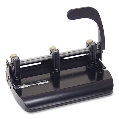 32-Sheet Heavy-Duty Two-Three-Hole Punch With Lever Handle, 9/32" Holes, Black