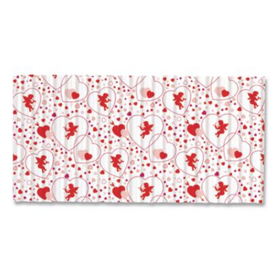 Corobuff Corrugated Paper Roll, 48" X 25 Ft, Cupids Hearts