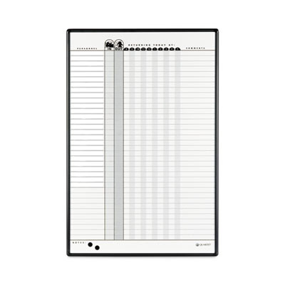 Employee In/Out Board System, 36-Person Tracking, 24" x 36", White/Gray Surface, Black Aluminum Frame