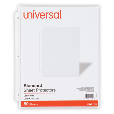 Standard Sheet Protectors, Medium-Duty, Side: 3-Hole Punched, Top Load 8.5 x 11 Insert, Clear Front, 50/Pack