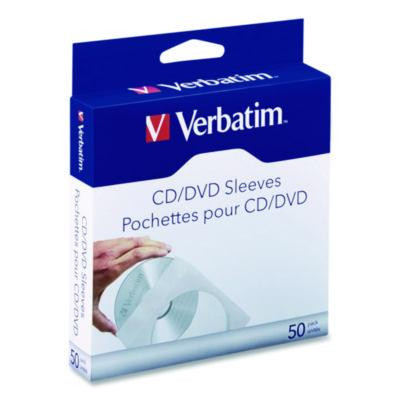 Cd/Dvd Sleeves, 1 Disc Capacity, Clear/White, 50/Box