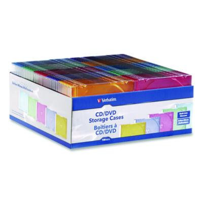Slim Cases, Cd/Dvd, Assorted Colors, 100/Pack