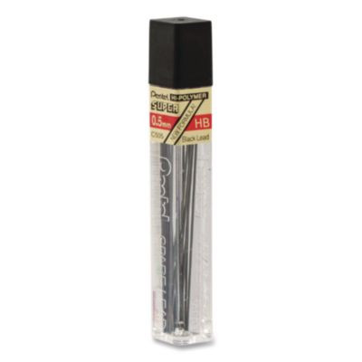 Super Hi-Polymer Lead Refills, 0.5 Mm, Hb, Black, 12/Tube