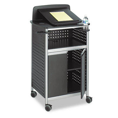 Scoot Multipurpose Mobile Lectern, 28.75 X 22 X 49.75, Black/Silver