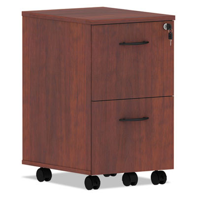 Alera Valencia Series Mobile Pedestal, Left Or Right, 2 Legal/Letter-Size File Drawers, Medium Cherry, 15.38" X 20" X 26.63"