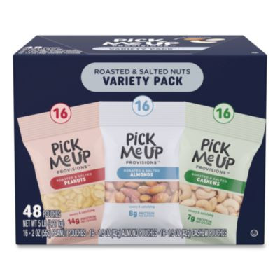 Roasted/Salted Nut Variety Pack, (16) 1.5 Oz Pouches Of Almonds, (16) 1.5 Oz Pouches Of Cashews, (16) 2 Oz Pouches Of Peanuts