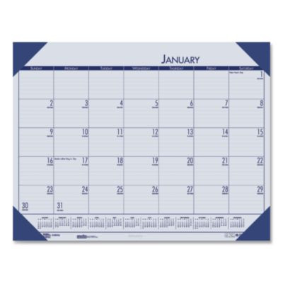 Ecotones Recycled Monthly Desk Pad Calendar, 22 x 17, Ocean Blue Sheets/Corners, Black Binding, 12-Month (Jan-Dec): 2026