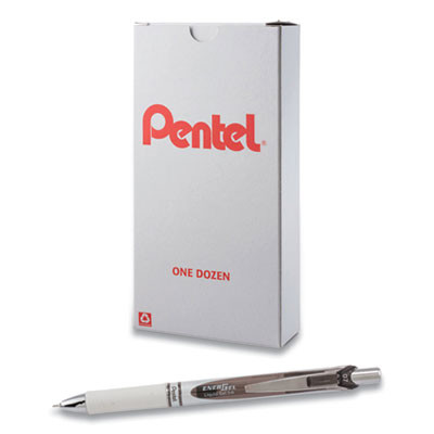 Energel Pearl Deluxe Rtx Gel Pen, Retractable, Medium 0.7 Mm, Black Ink, Pearl White/Black Barrel, Dozen