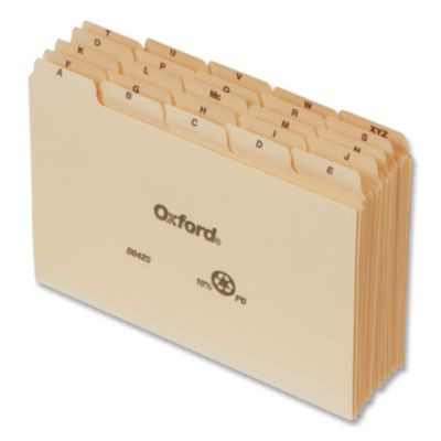 A-Z Index Card Dividers, Pre-Printed, 1/5-Cut Top Tab, For 4 x 6 Cards, Manila, 25/Set