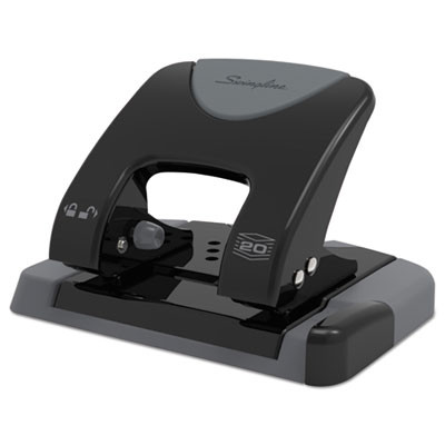 20-Sheet Smarttouch Two-Hole Punch, 9/32" Holes, Black/Gray