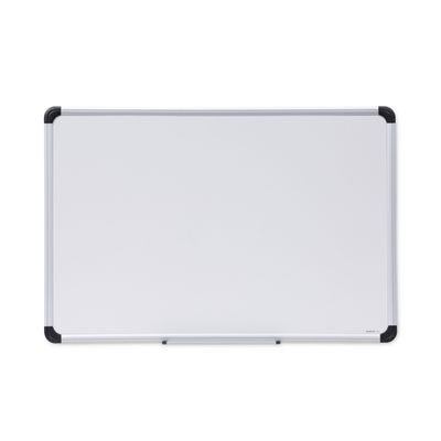 Deluxe Porcelain Magnetic Dry Erase Board, 36" x 24", White Surface, Silver/Black Aluminum Frame