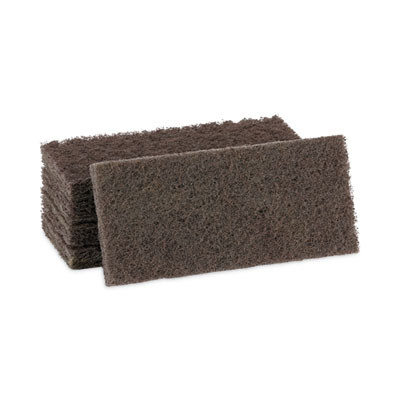 Heavy-Duty Scouring Pad, 4.63 x 10, Brown, 20/Carton