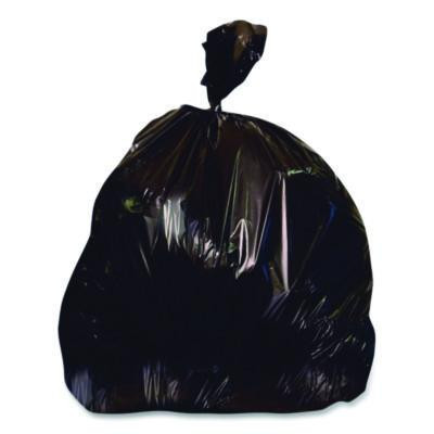 Linear Low-Density Can Liners, 56 Gal, 1.7 Mil, 43" x 47", Black, Flat Pack, 100/Carton