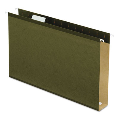 Extra-Capacity Reinforced Hanging File Folders With Box Bottom, 2" Capacity, Legal Size, 1/5-Cut Tabs, Green, 25/Box