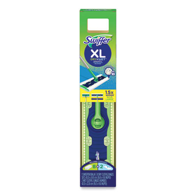 Sweeper Mop Xl Dry + Wet Sweeping Kit, 16.5 x 9 White Cloth Head, 46" Green/Silver Aluminum/Plastic Handle