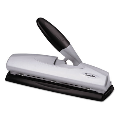 20-Sheet Lighttouch Desktop Two- To Seven-Hole Punch, 9/32" Holes, Silver/Black