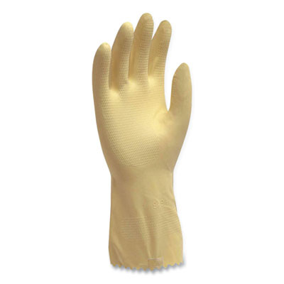 Pro L6500 Series Flock-Lined Latex Gloves, 12" Long, Large, Yellow, 12 Pairs