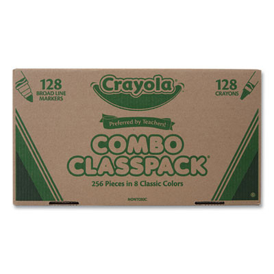 Crayons And Markers Combo Classpack, Eight Colors, 256/Set