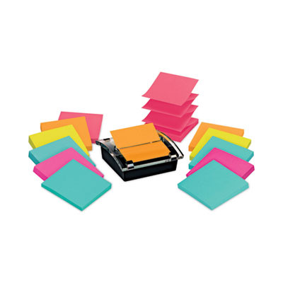 Pop-Up Dispenser Value Pack, For 3 x 3 Pads, Black/Clear, Includes (12) Marrakesh Rio De Janeiro Super Sticky Pop-Up Pad