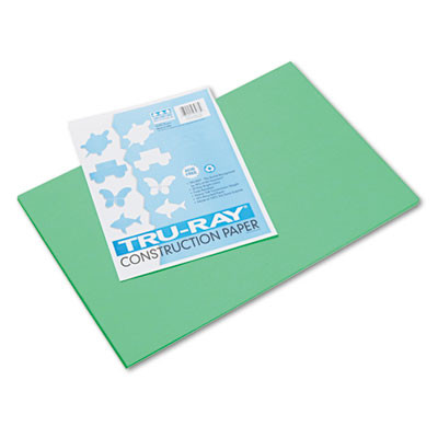 Tru-Ray Construction Paper, 76 Lb Text Weight, 12 x 18, Festive Green, 50/Pack