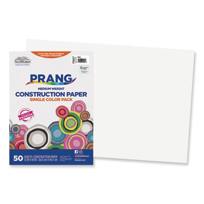Sunworks Construction Paper, 50 Lb Text Weight, 12 x 18, White, 50/Pack