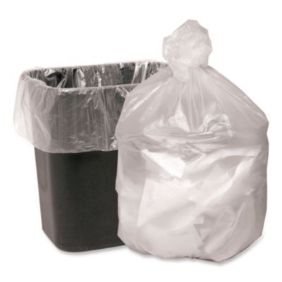 Can Liners, 10 Gal, 7.87 Mic, 24" x 24", Natural, 25 Bags/Roll, 20 Rolls/Carton