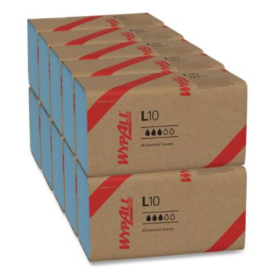 L10 Windshield Towels, 1-Ply, 9.1 x 10.25, Light Blue, 224/Pack, 10 Packs/Carton
