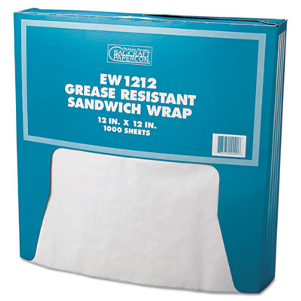 Grease-Resistant Paper Wraps And Liners, 12 X 12, White, 1,000/Box, 5 Boxes/Carton