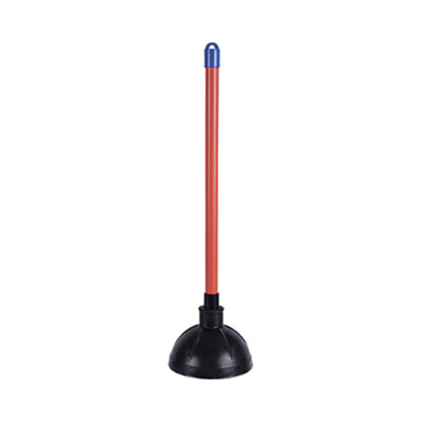 Toilet Plunger, 18" Plastic Handle, 5.63" Dia, Red/Black