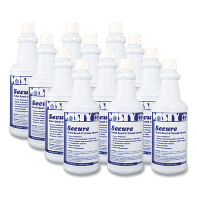 Secure Hydrochloric Acid Bowl Cleaner, Mint Scent, 32 Oz Bottle, 12/Carton