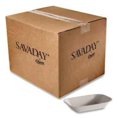Savaday Molded Fiber Food Tray, 5 x 7, Beige, Paper, 250/Bag, 4 Bags/Carton