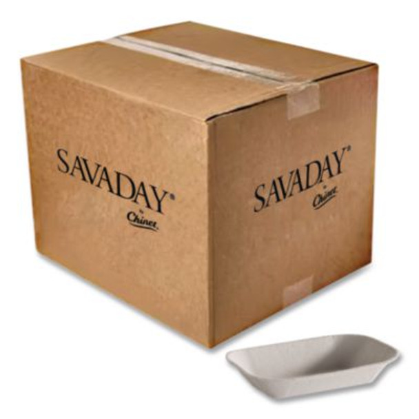 Savaday Molded Fiber Food Tray, 4 x 6, Beige, Paper, 250/Bag, 4 Bags/Carton