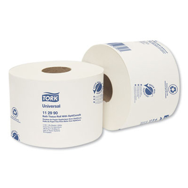 Universal Bath Tissue Roll With Opticore, Septic Safe, 1-Ply, White, 1,755 Sheets/Roll, 36 Rolls/Carton