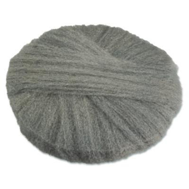 Radial Steel Wool Pads, Grade 2 (Coarse): Stripping/Scrubbing, 17" Diameter, Gray, 12/Carton