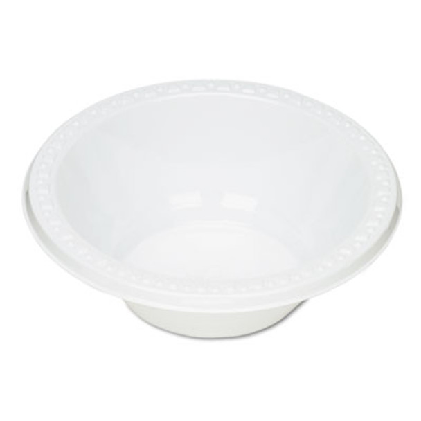 Plastic Dinnerware, Bowl, 12 Oz, White, 125/Pack