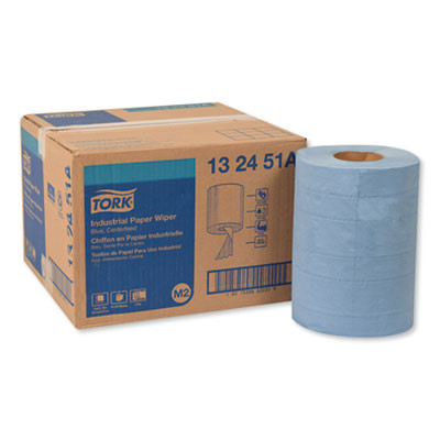 Industrial Paper Wiper, 4-Ply, 10 x 15.75, Unscented, Blue, 190 Wipes/Roll, 4 Roll/Carton