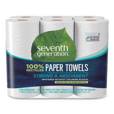 100% Recycled Paper Kitchen Towel Rolls, 2-Ply, 11 x 5.4, 140 Sheets/Roll, 6 Rolls/Pack, 4 Packs/Carton