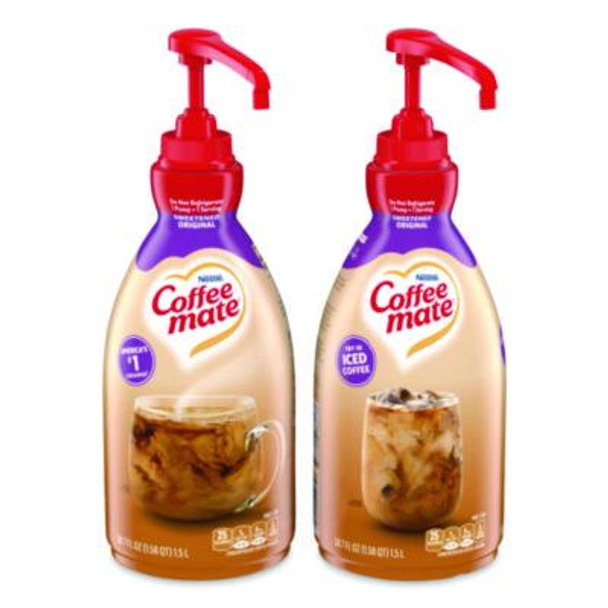 Liquid Coffee Creamer, Sweetened Original, 1.5 L Pump Bottle, 2/Carton