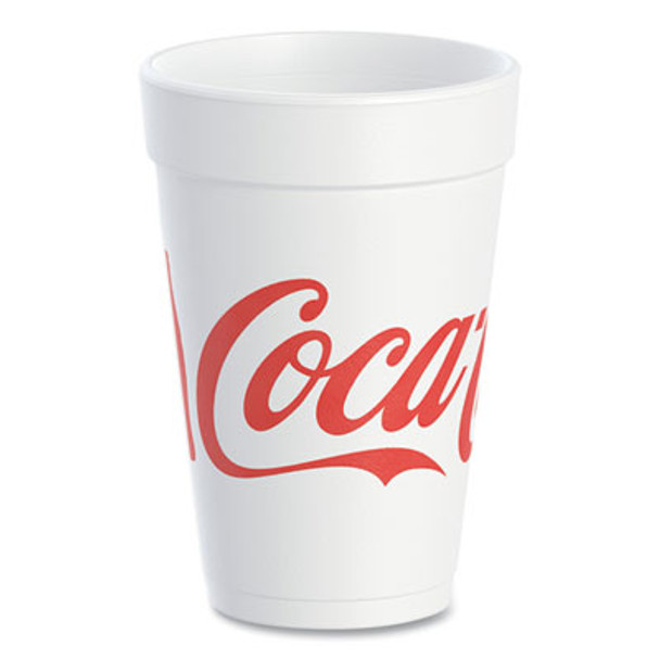 Coca-Cola Foam Cups, 16 Oz, White/Red, 25/Bag, 40 Bags/Carton