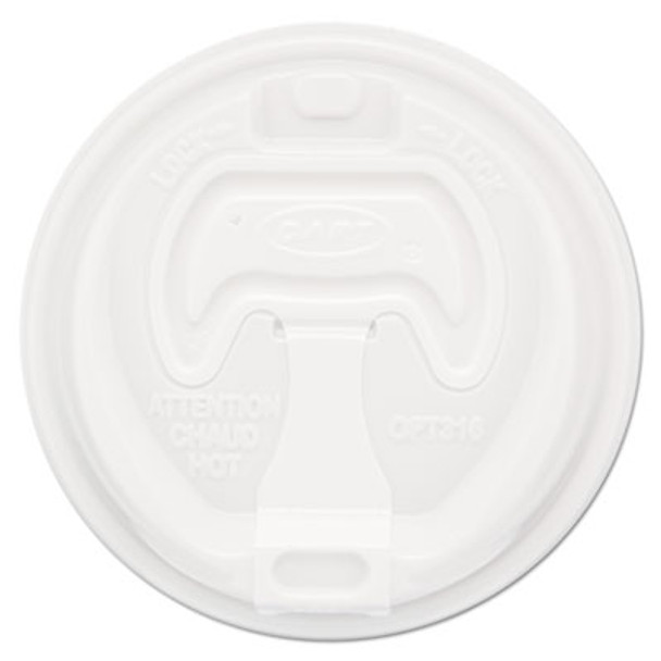 Optima Reclosable Lid, Fits 12 Oz To 24 Oz Hot Cups, Plastic, White, 100/Pack, 10 Packs/Carton