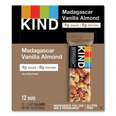 Nuts And Spices Bar, Madagascar Vanilla Almond, 1.4 Oz Bar, 12/Box