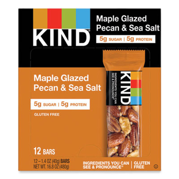 Nuts And Spices Bar, Maple Glazed Pecan And Sea Salt, 1.4 Oz Bar, 12/Box