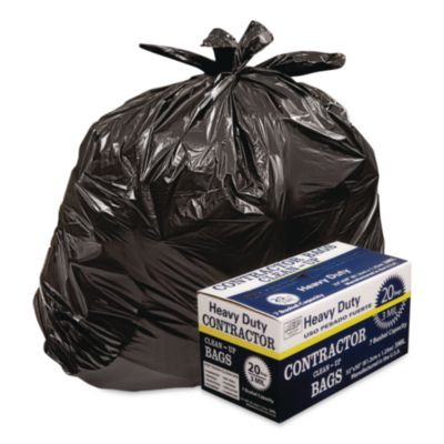 Heavy-Duty Contractor Clean-Up Bags, 60 Gal, 3 Mil, 32" X 50", Black, 20/Carton
