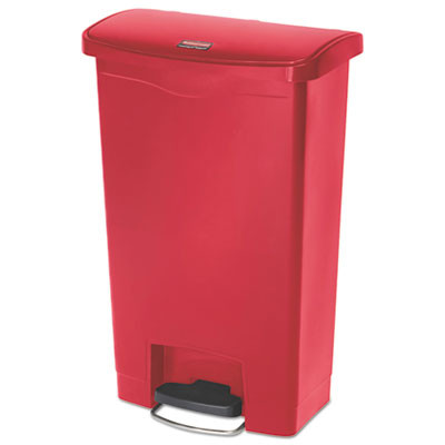 Streamline Resin Step-On Container, Front Step Style, 13 Gal, Polyethylene, Red