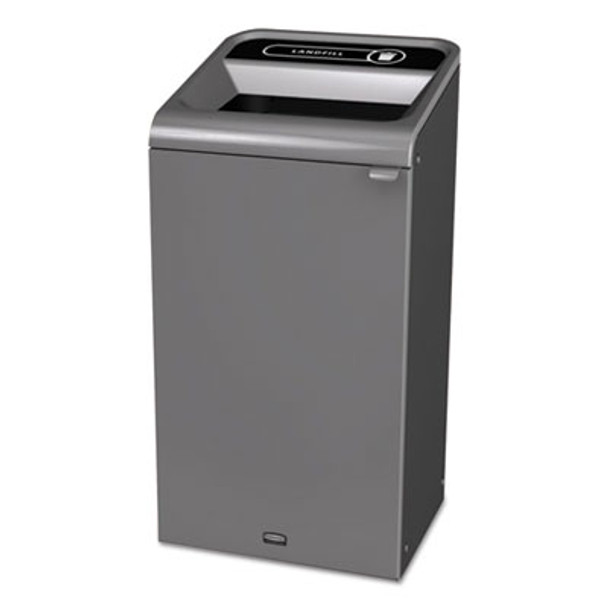 Configure Indoor Recycling Waste Receptacle, Landfill, 23 Gal, Metal, Gray