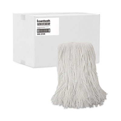 Mop Head, Value Standard Head, Rayon Fiber, Cut-End, #16, White, 12/Carton